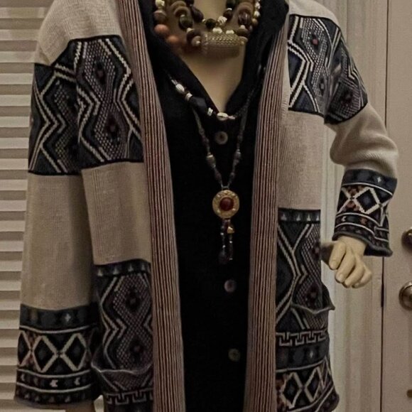 Forever 21 Boho Southwestern Aztec Open Cardigan Sweater Size M (7-9) - Picture 9 of 14